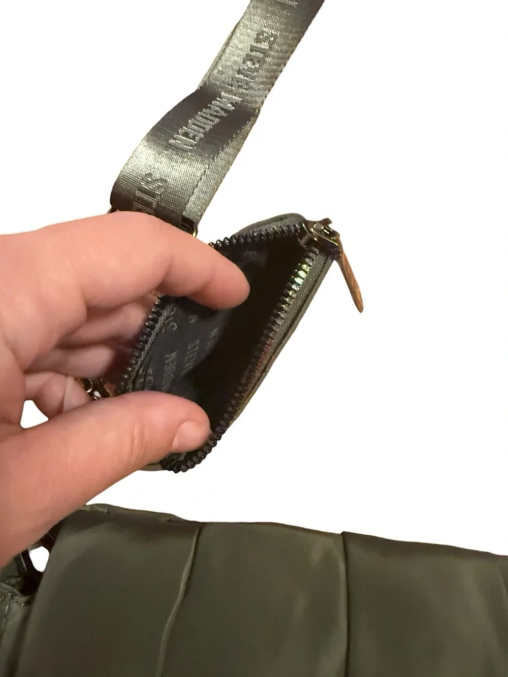 Steve Madden Quilted Olive Crossbody Messenger Bag w/ Detachable Coin Pouch NWT